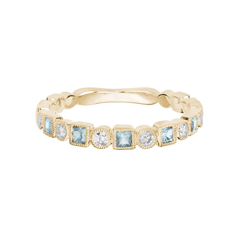 Aquamarine and Diamond Stacking Band