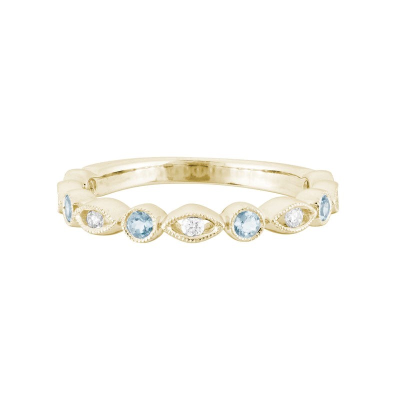 Aquamarine and Diamond Stacking Band