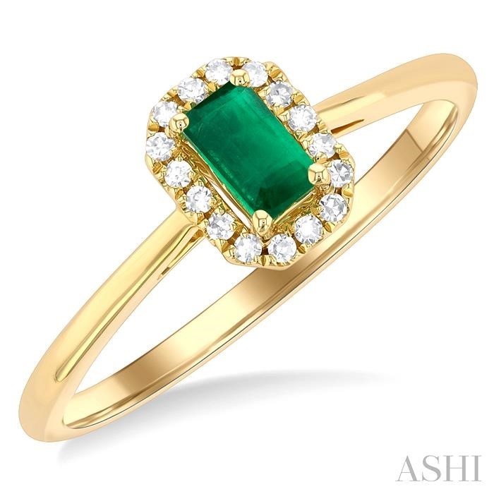 Ashi Emerald and Diamond Halo Ring