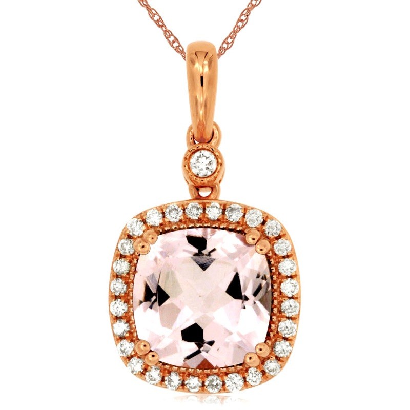 Cushion Morganite Pendant with Halo