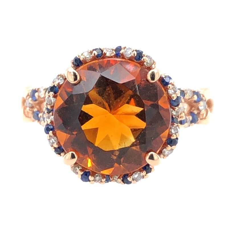 Orange and Blue Spirit Ring in Rose Gold