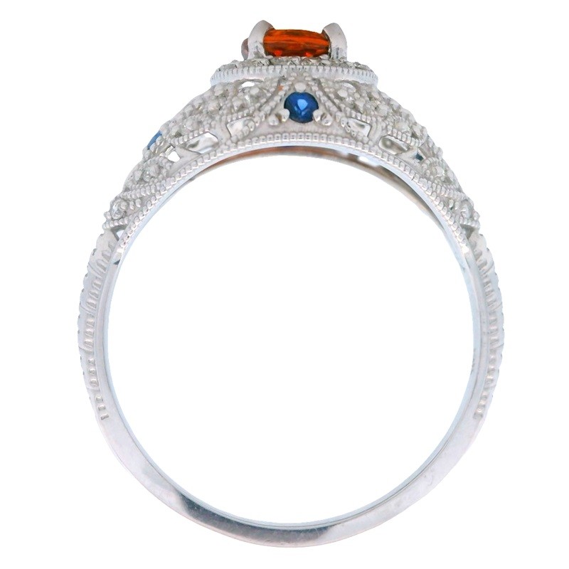 Spessartite Garnet Antique Style Filigree Dome Ring