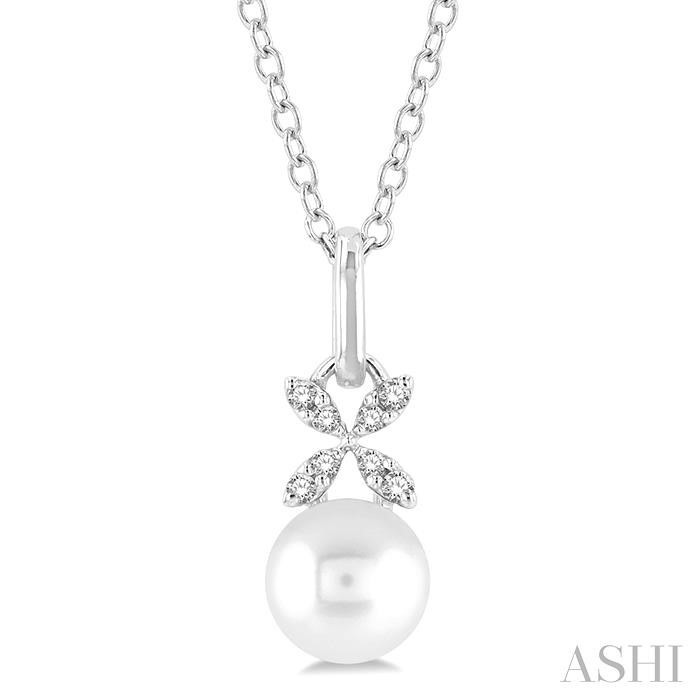 Ashi Floral Pearl and Diamond Pendant