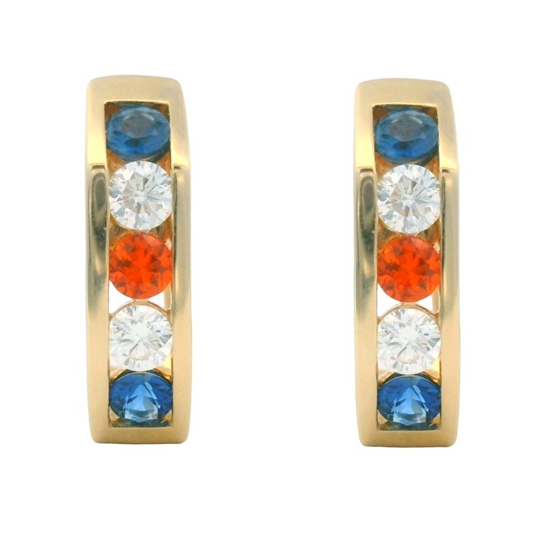 Geometric Sapphire and Diamond Spirit Hoops