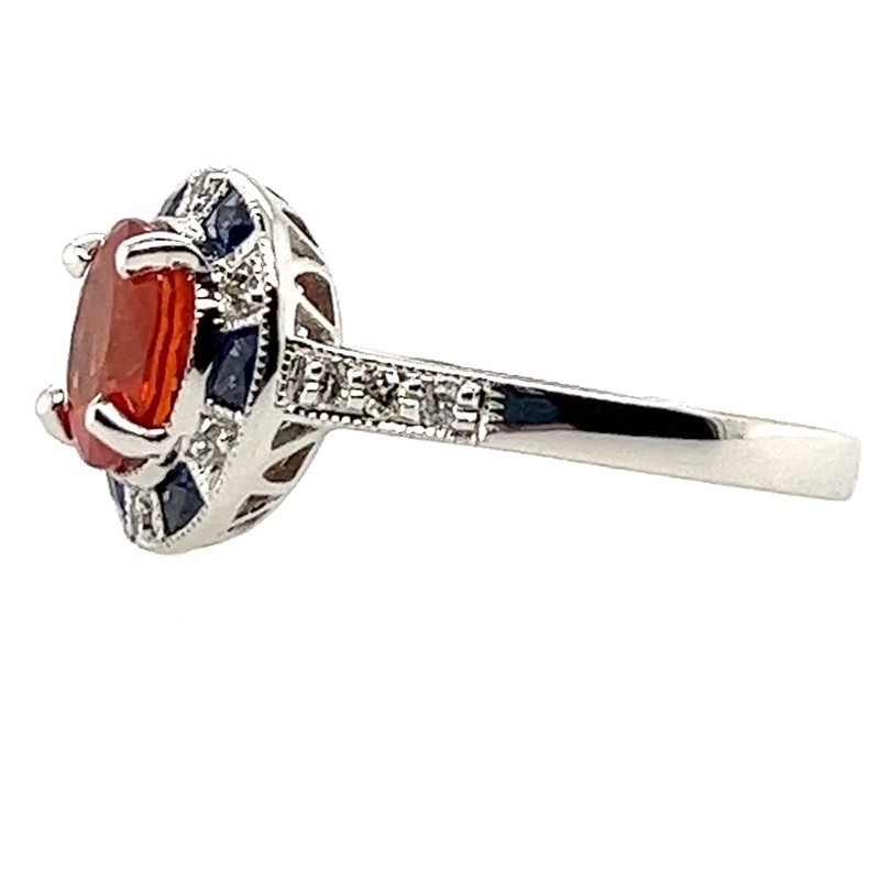 Round Sapphire Spirit Ring in 14K White Gold