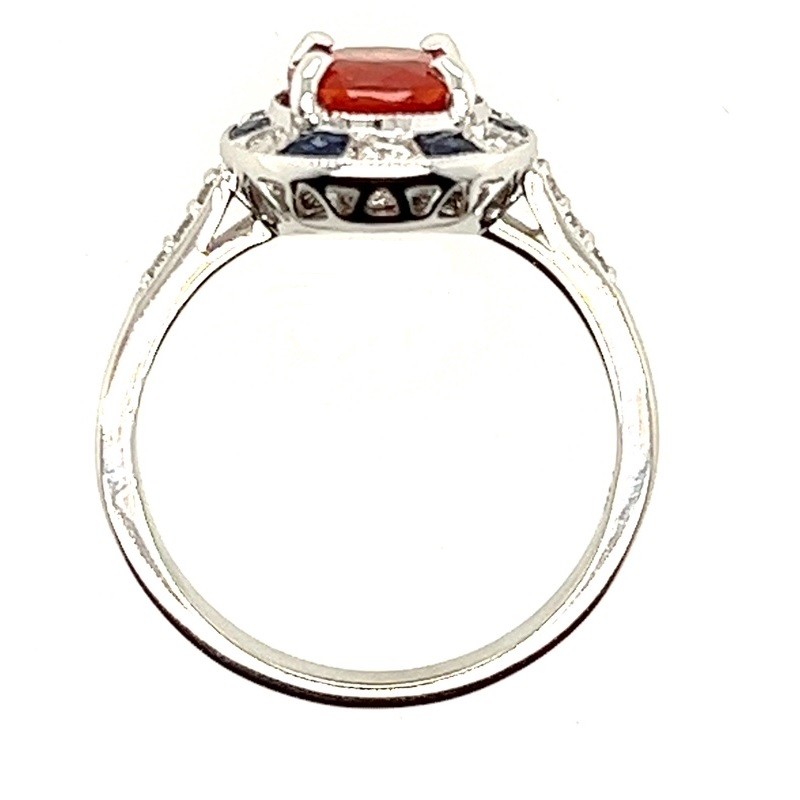 Round Sapphire Spirit Ring in 14K White Gold