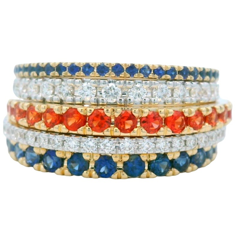 Sapphire and Diamond Stacking Spirit Ring