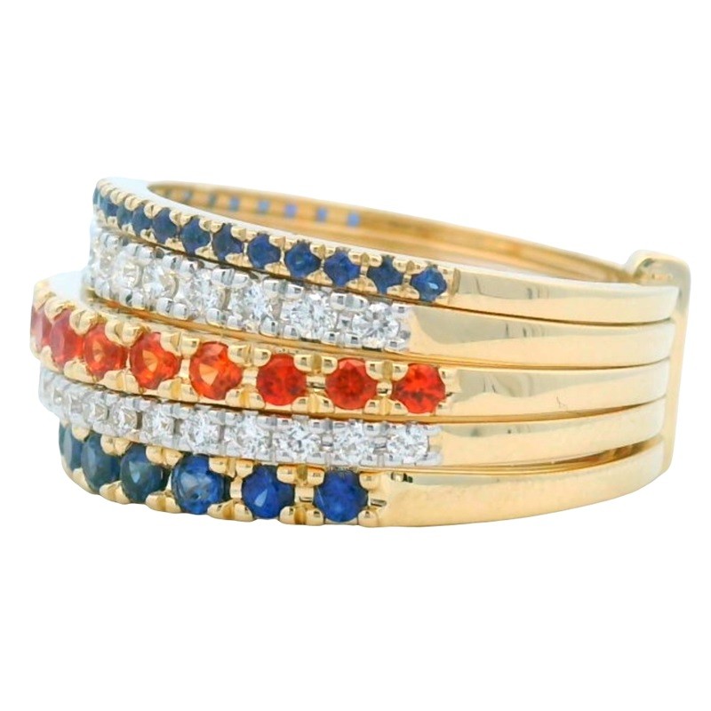 Sapphire and Diamond Stacking Spirit Ring