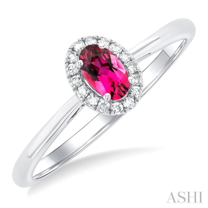 Ashi Oval Pink Tourmaline and Diamond Halo Ring
