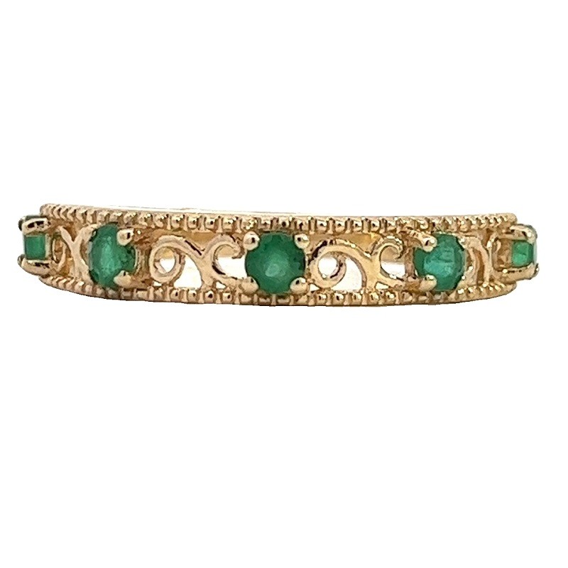 14Y Emerald Filigree Ring
