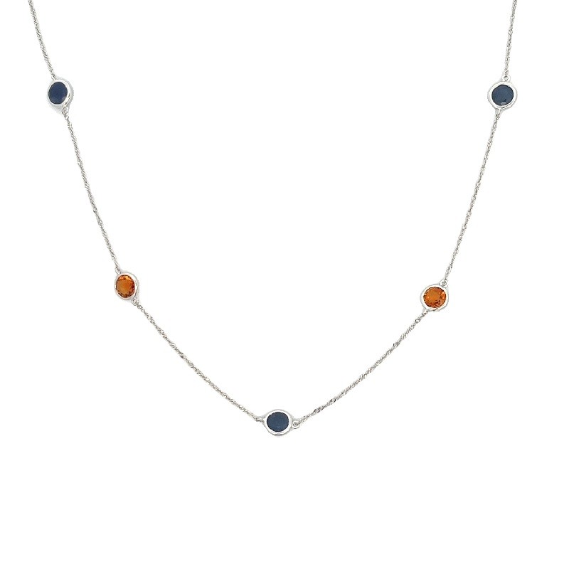 Sapphire and Citrine 5 Station Necklace
