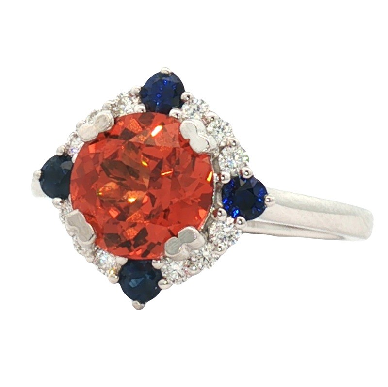 Garnet Spirit Ring with Sapphire Accents