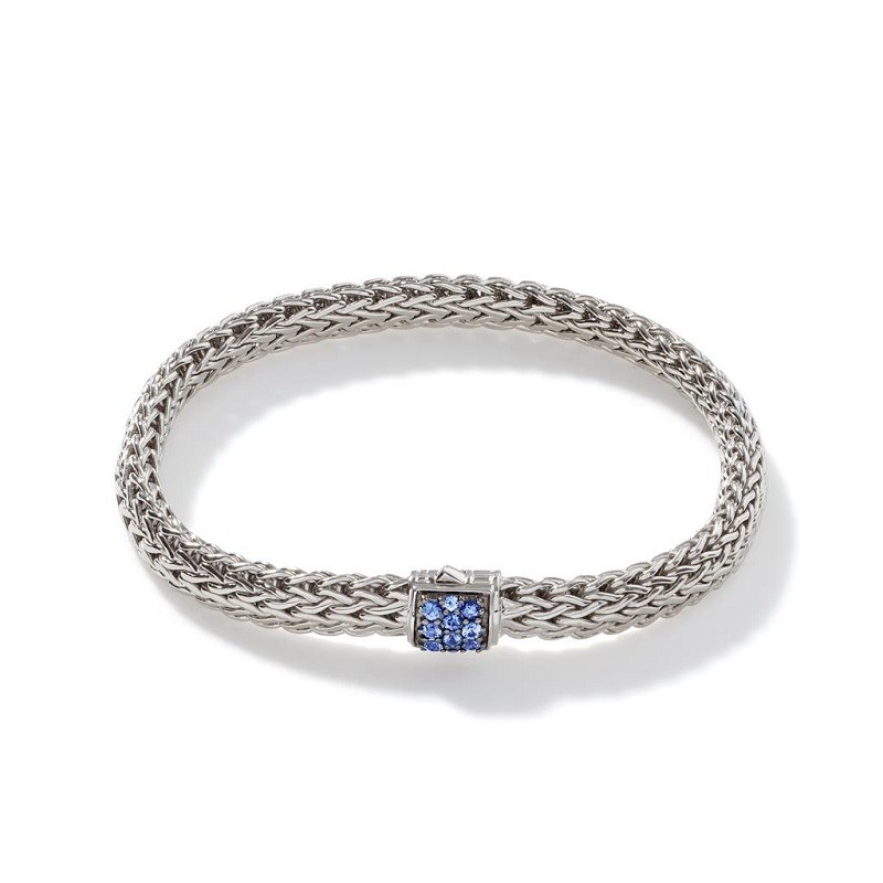 John Hardy 6.5mm Classic Chain Bracelet with Blue Sapphire