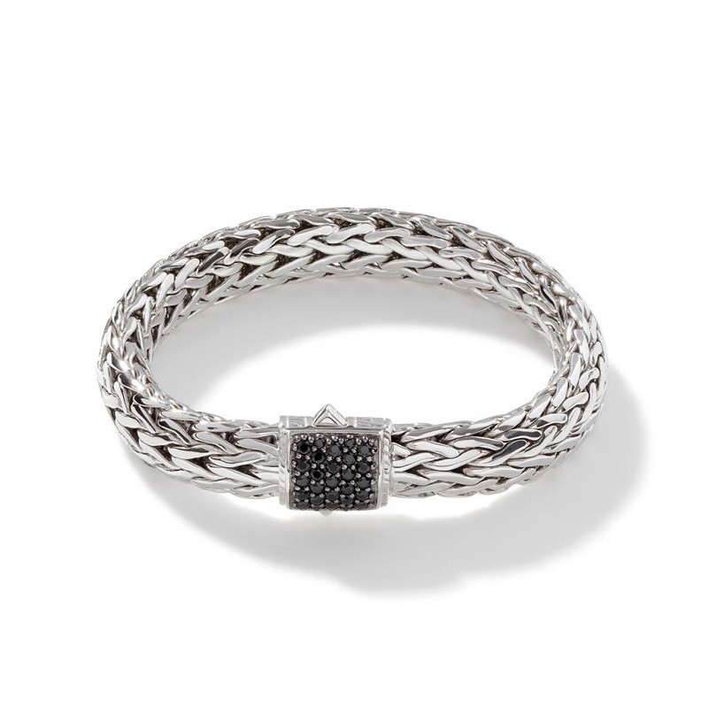 John Hardy 10.5mm Classic Chain Bracelet with Black Sapphire