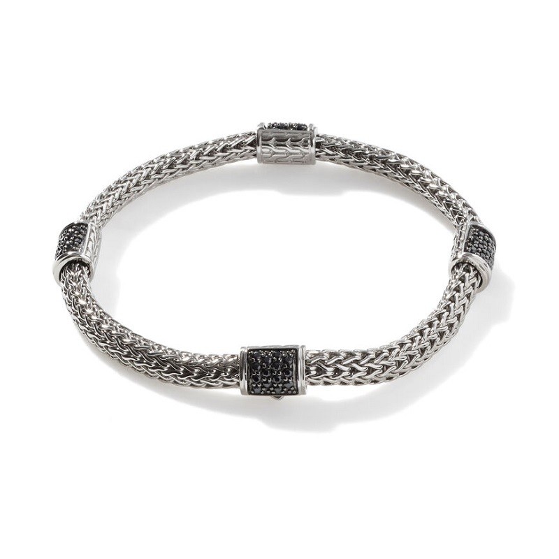 John Hardy Classic Chain Four Station Black Sapphire Bracelet