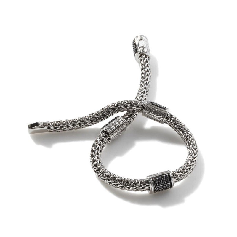 John Hardy Classic Chain Four Station Black Sapphire Bracelet