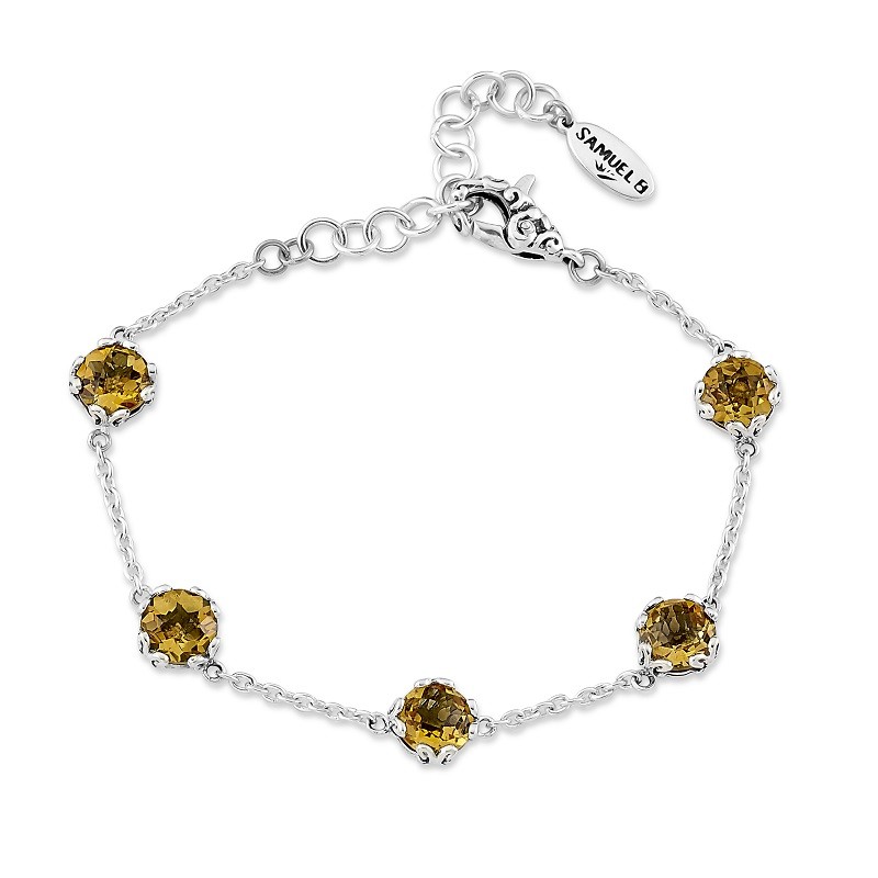 Sterling Silver Citrine Station Bracelet