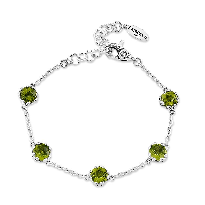 Sterling Silver Peridot Station Bracelet