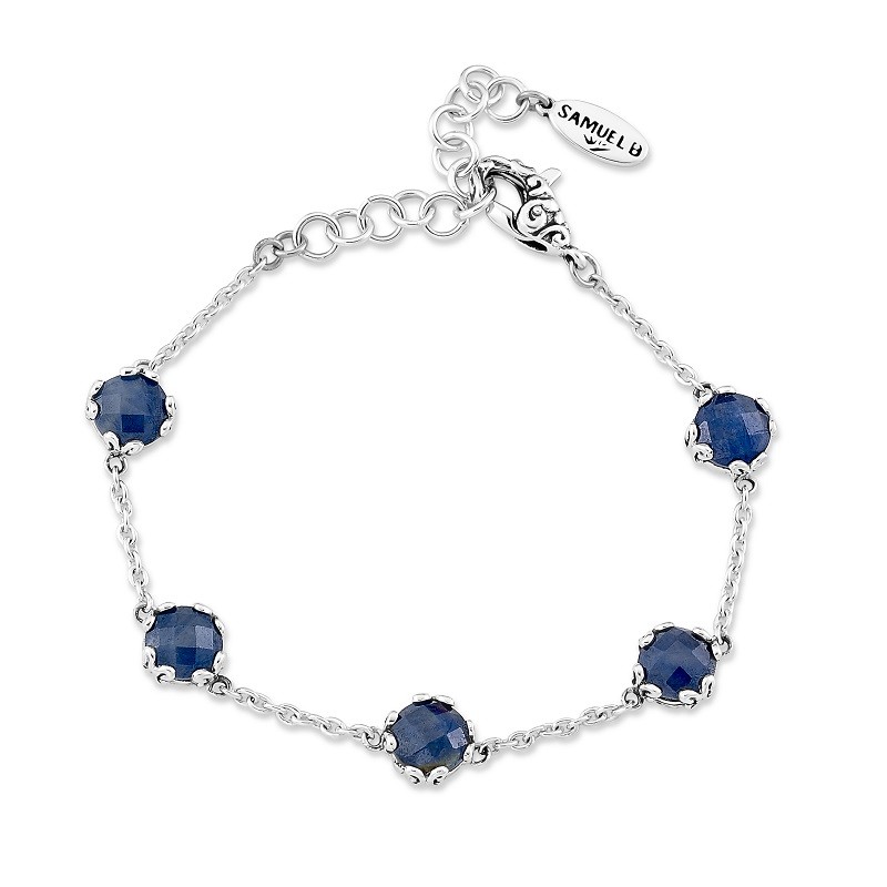 Sterling Silver Sapphire Station Bracelet
