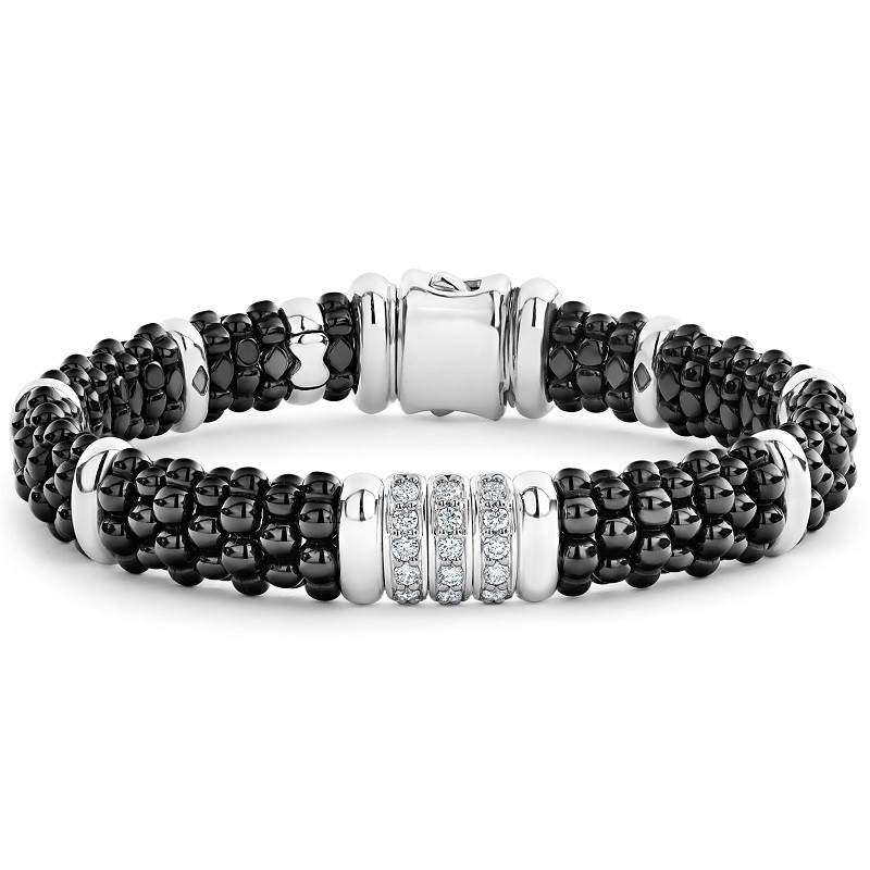 Lagos 9mm Three Station Ceramic Diamond Bracelet