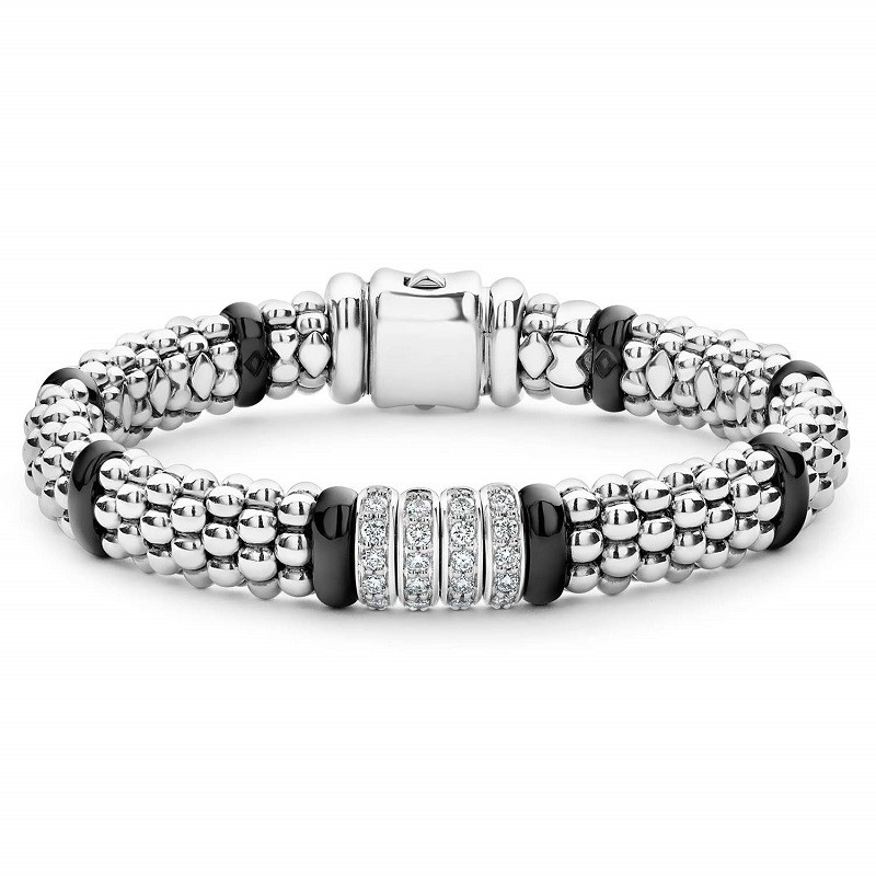 Lagos Four Station Diamond Caviar Bracelet