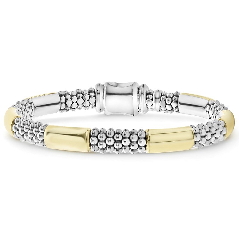 Lagos 6mm Gold Station Caviar Bracelet
