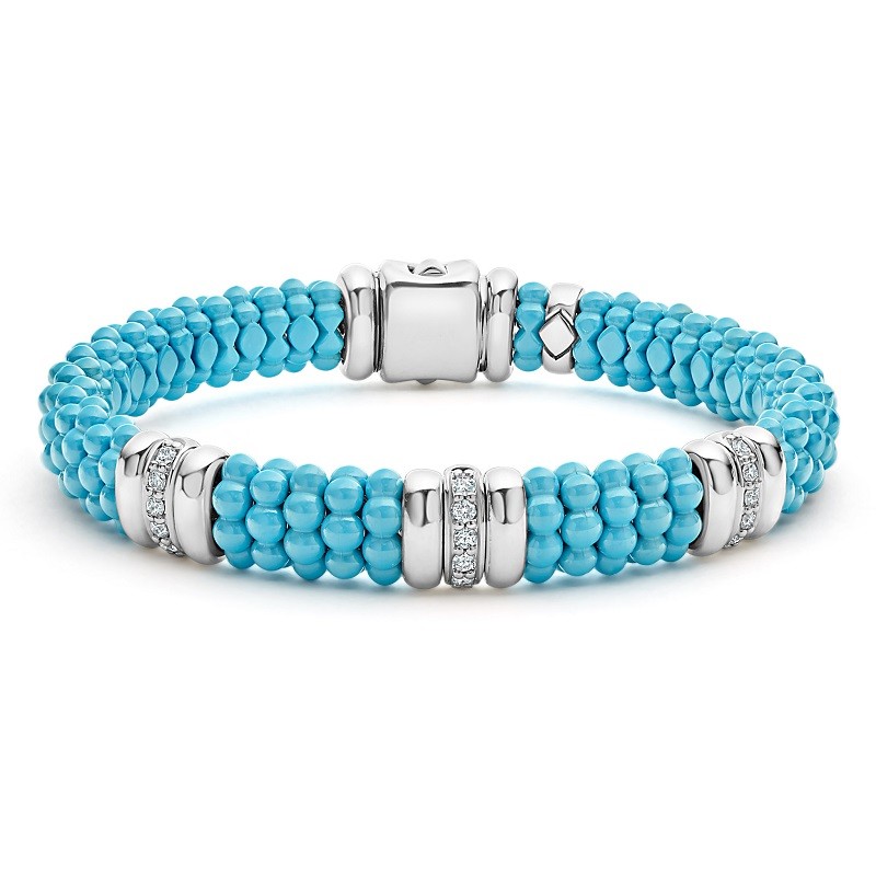 Lagos Three Station Ceramic Diamond Bracelet