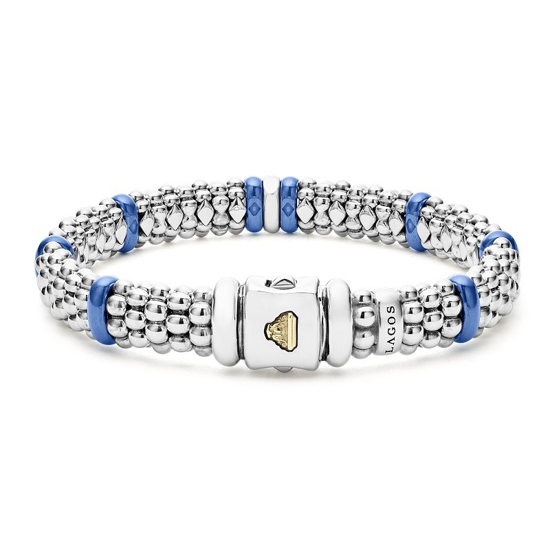 Lagos 9mm Blue Caviar Single Station Diamond Bracelet