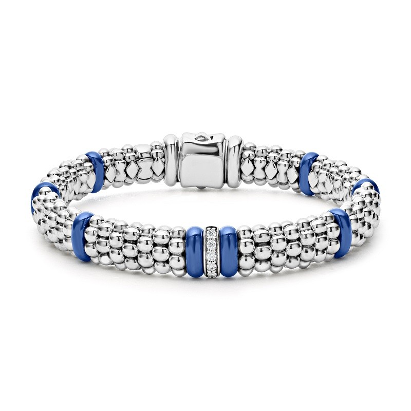 Lagos 9mm Blue Caviar Single Station Diamond Bracelet