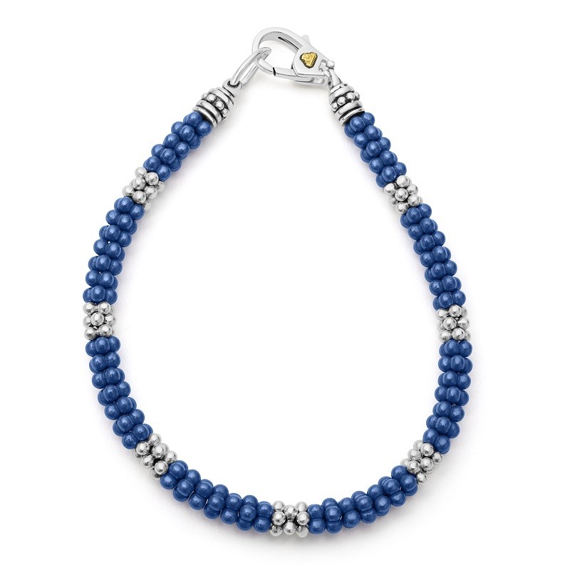 Lagos Blue Caviar Seven Silver Station Bracelet