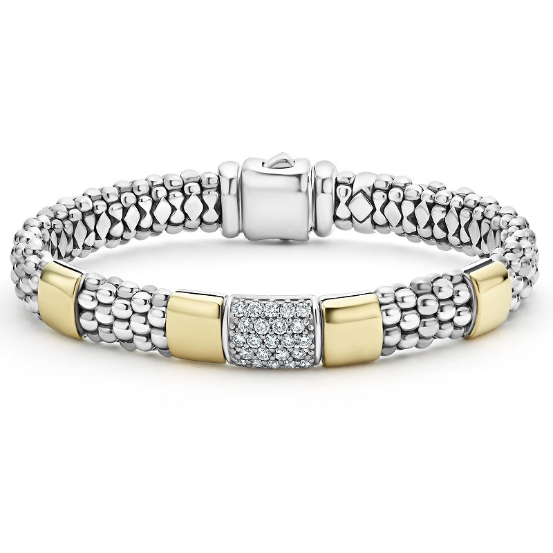 Lagos High Bar Gold Station Diamond Bracelet