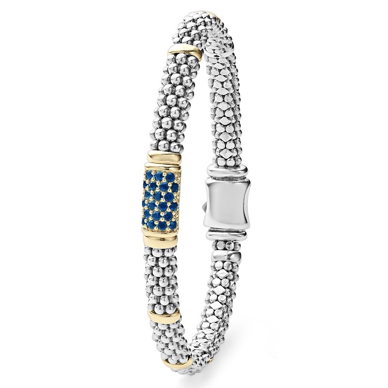 Lagos Signature Caviar 6mm Blue Sapphire Bracelet