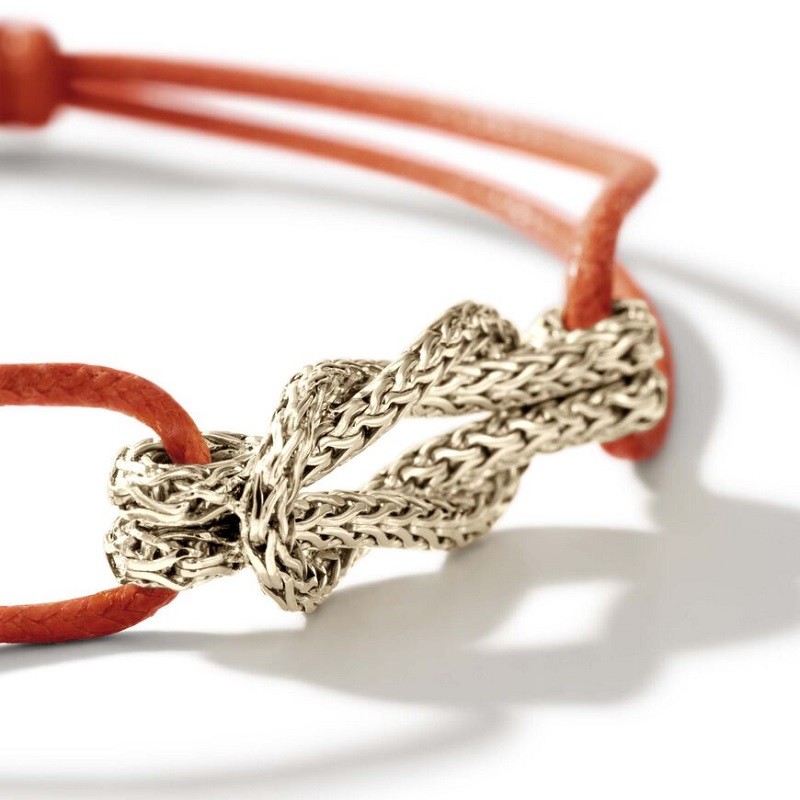 John Hardy Gold Love Knot Orange Cord Bracelet