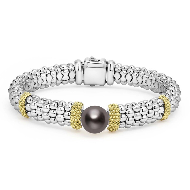 Lagos 9mm Two-Tone Tahitian Black Pearl Bracelet