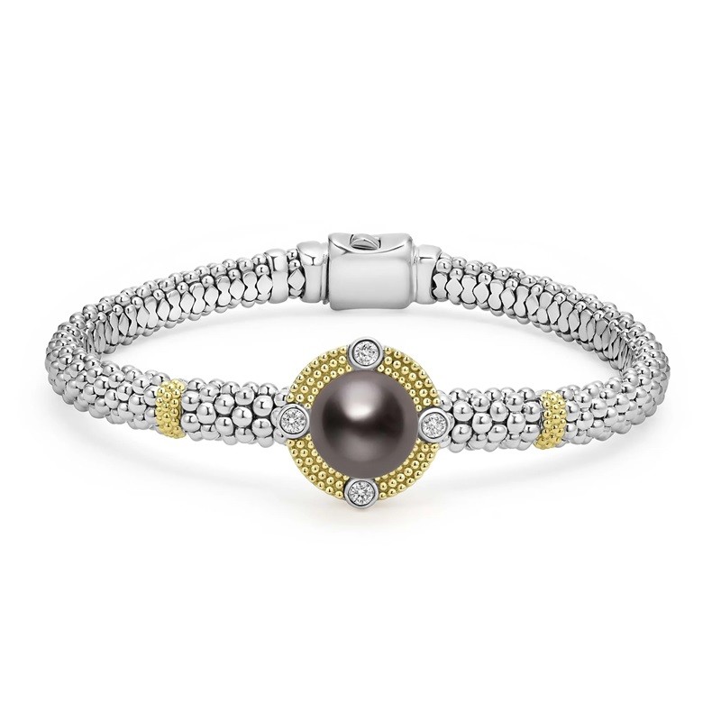 Lagos 6mm Tahitian Black Pearl and Diamond Bracelet