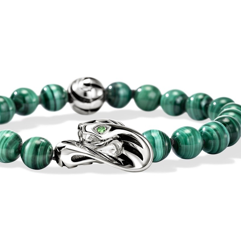 John Hardy 8mm Legends Cobra Bracelet with Malachite
