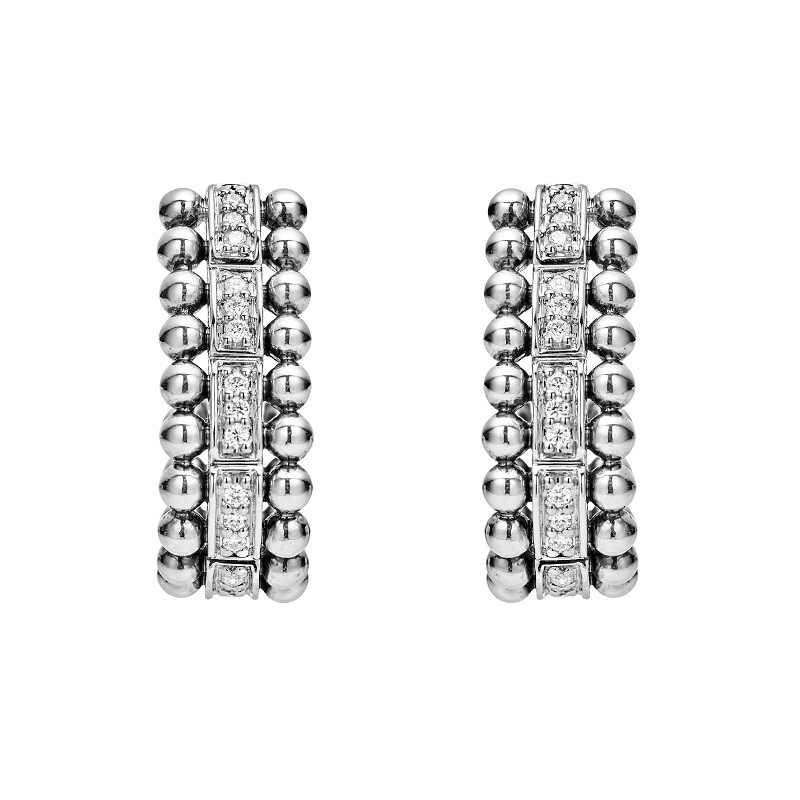 Lagos Beaded Diamond Hoop Earrings