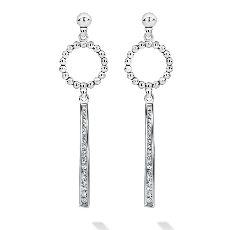 Lagos Beaded Circle Diamond Drop Earrings