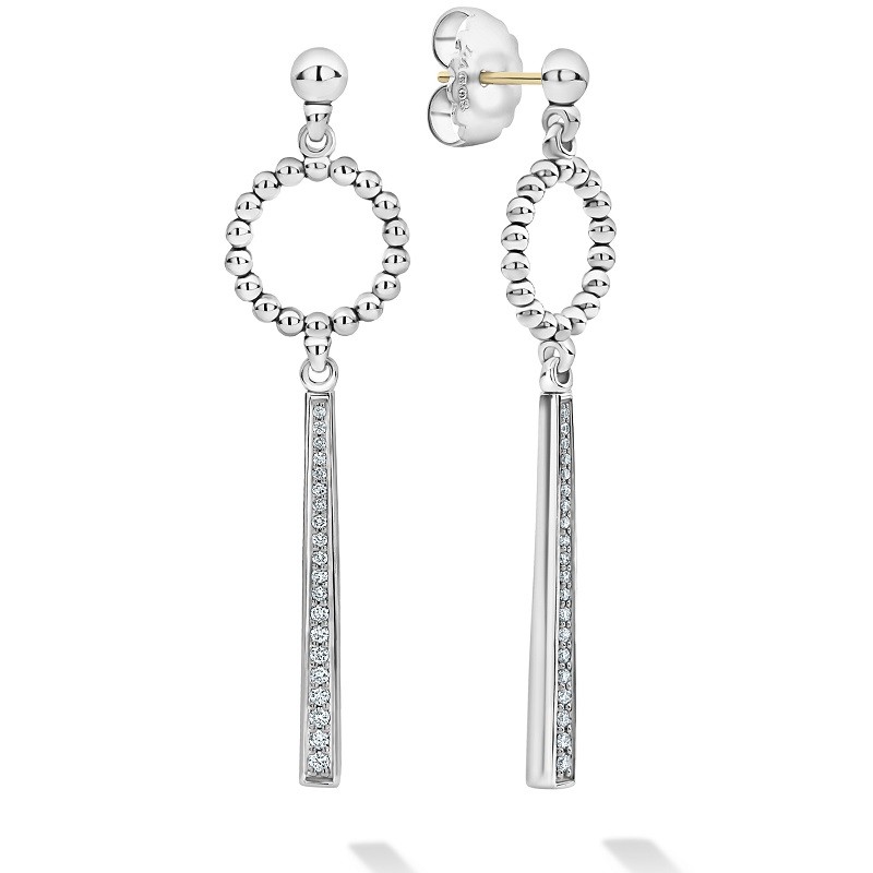 Lagos Beaded Circle Diamond Drop Earrings