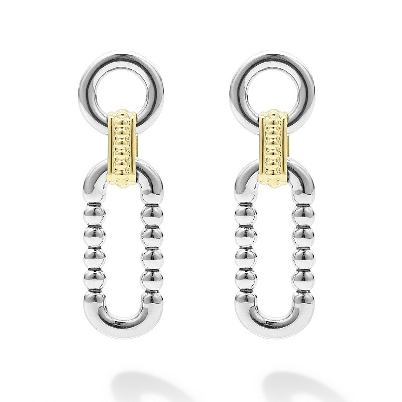 Lagos Two Tone Link Drop Earrings