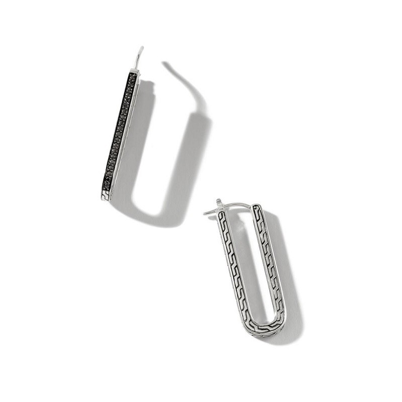 John Hardy Classic Chain Earrings with Black Sapphire