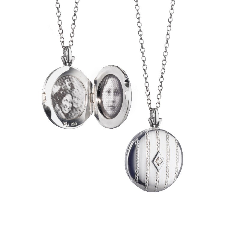 Monica Rich Kosann Beaded Center-Diamond Locket Necklace