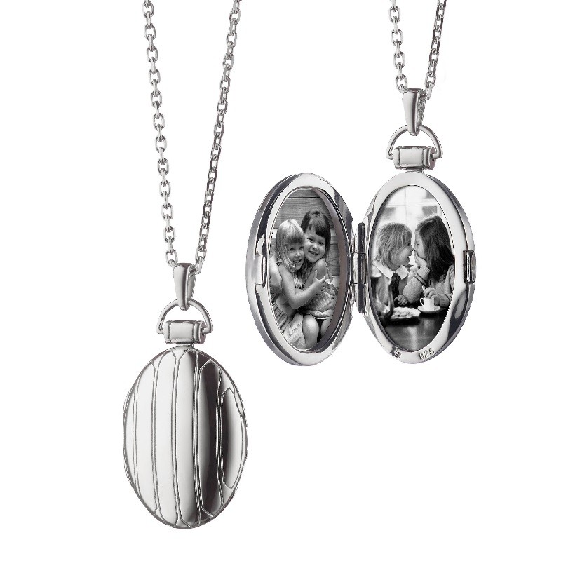 Monica Rich Kosann Oval Pinstripe Locket Necklace