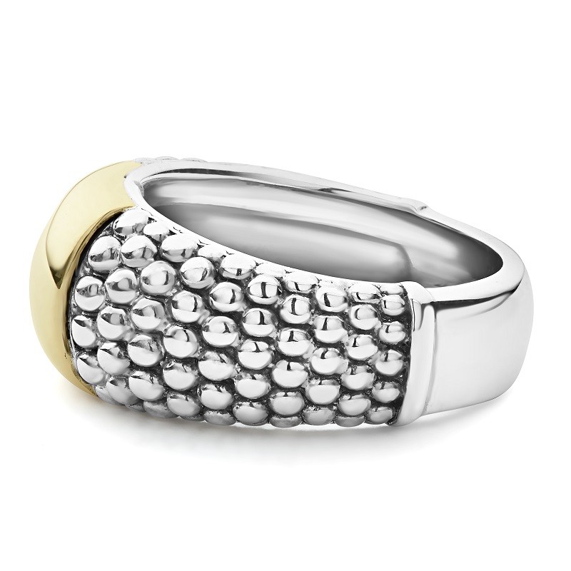 Lagos 10mm Gold Station Caviar Ring