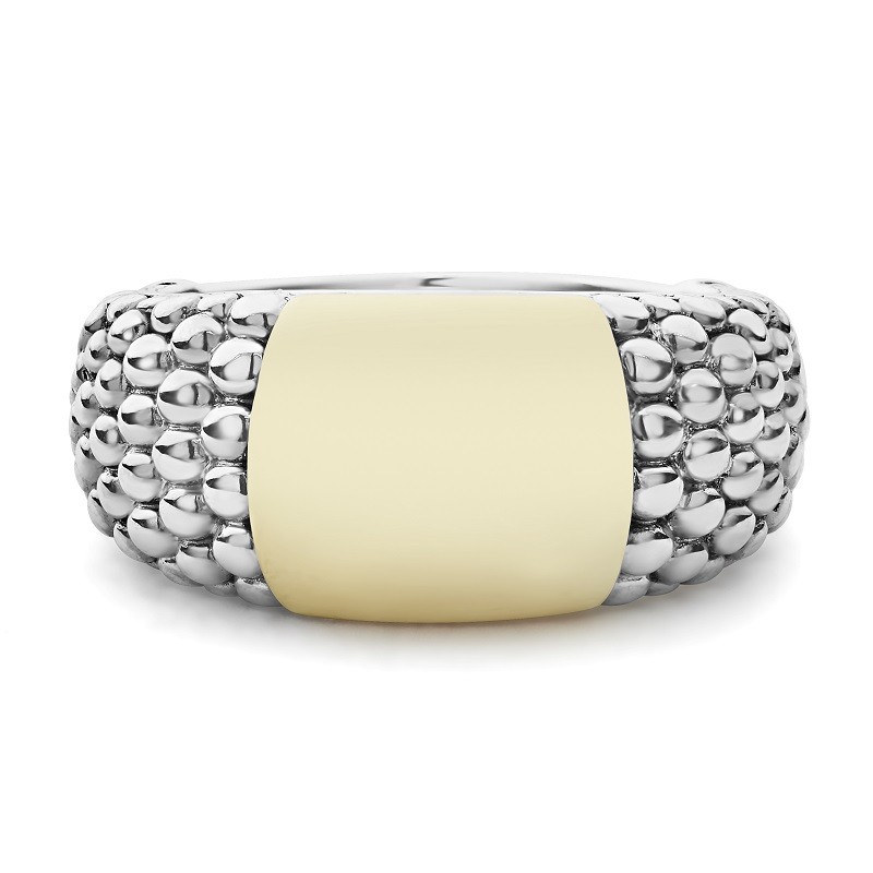 Lagos 10mm Gold Station Caviar Ring