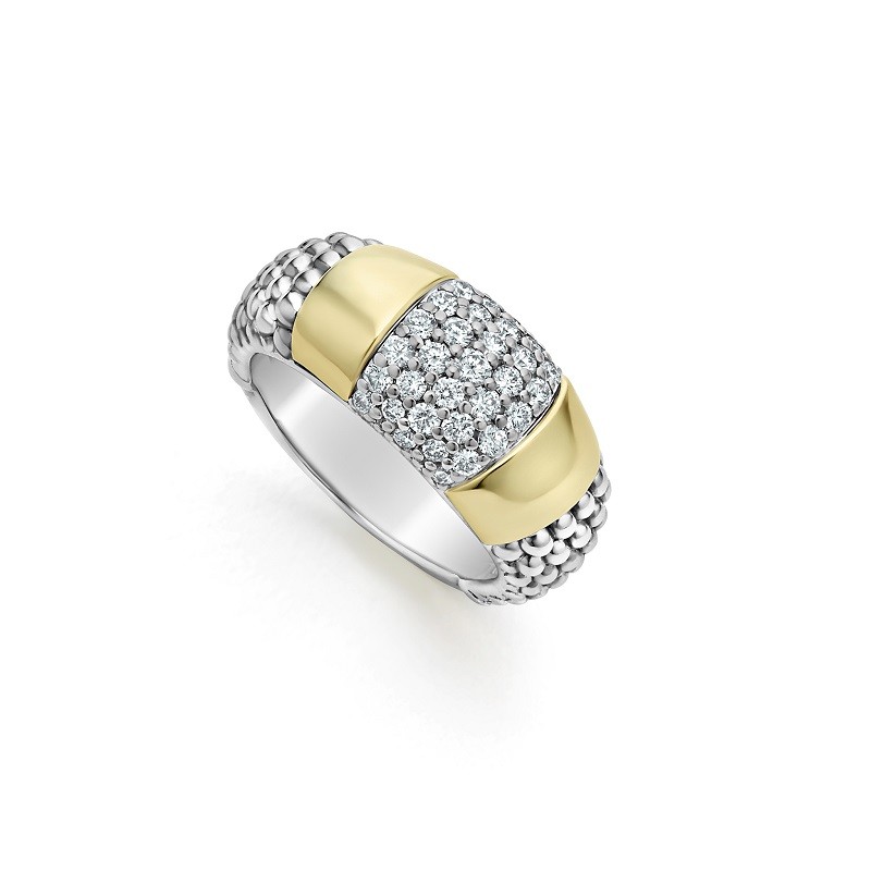 Lagos High Bar Gold Station Diamond Ring