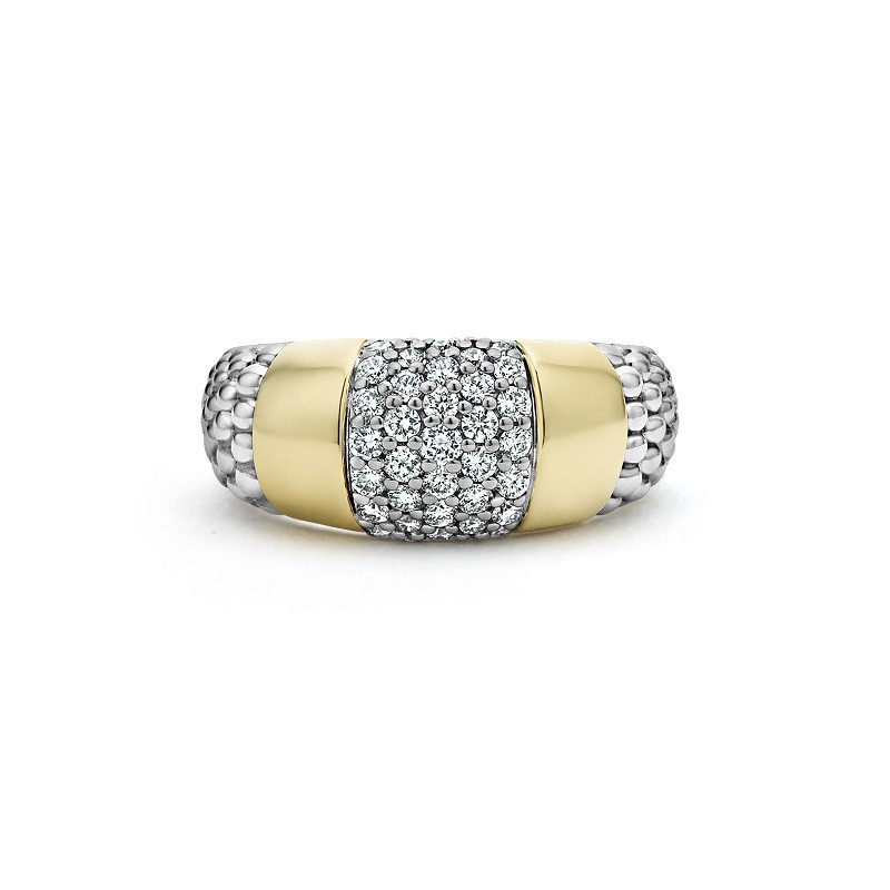 Lagos High Bar Gold Station Diamond Ring