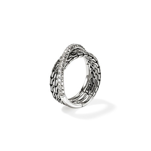 John Hardy 7mm Pavé Crossover Ring with Diamonds