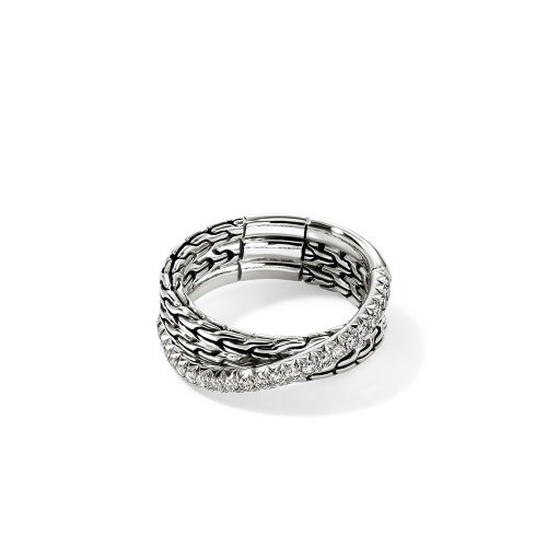 John Hardy 7mm Pavé Crossover Ring with Diamonds