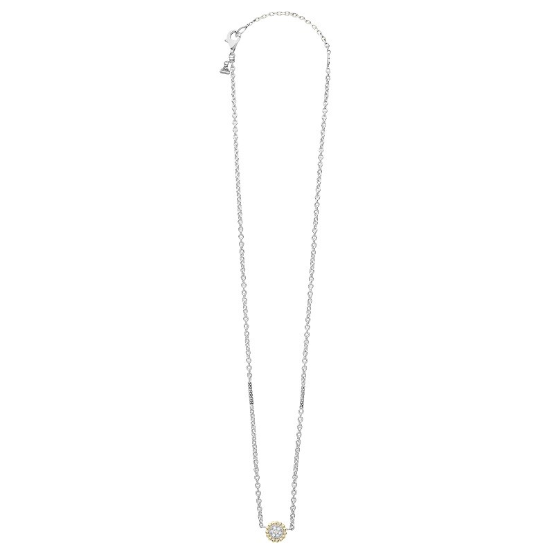 Lagos Caviar Lux Two Tone Diamond Pendant Necklace